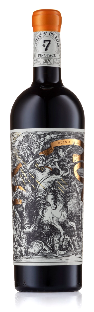 No 7. Pinotage wine bottle and label with artistic design