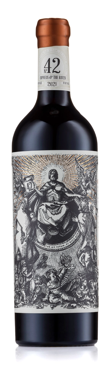 No 42. Cape Blend wine bottle and label with artistic design